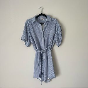 blue and white romper